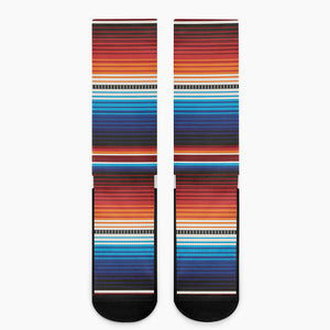 Tribal Mexican Blanket Pattern Print Crew Socks