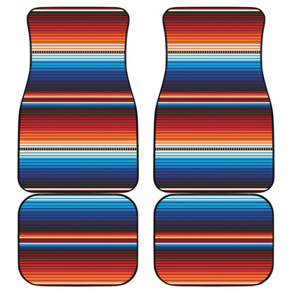 Tribal Mexican Blanket Pattern Print Front and Back Car Floor Mats