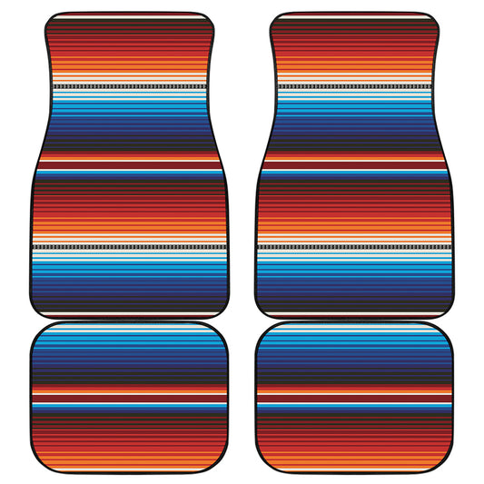 Tribal Mexican Blanket Pattern Print Front and Back Car Floor Mats