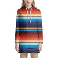 Tribal Mexican Blanket Pattern Print Pullover Hoodie Dress
