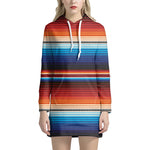 Tribal Mexican Blanket Pattern Print Hoodie Dress