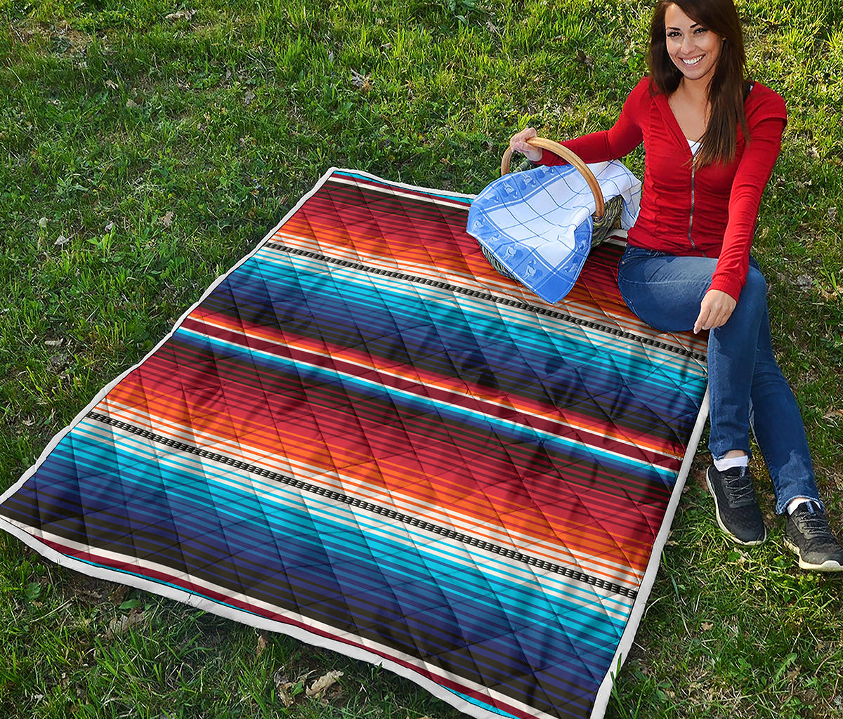 Tribal Mexican Blanket Pattern Print Quilt