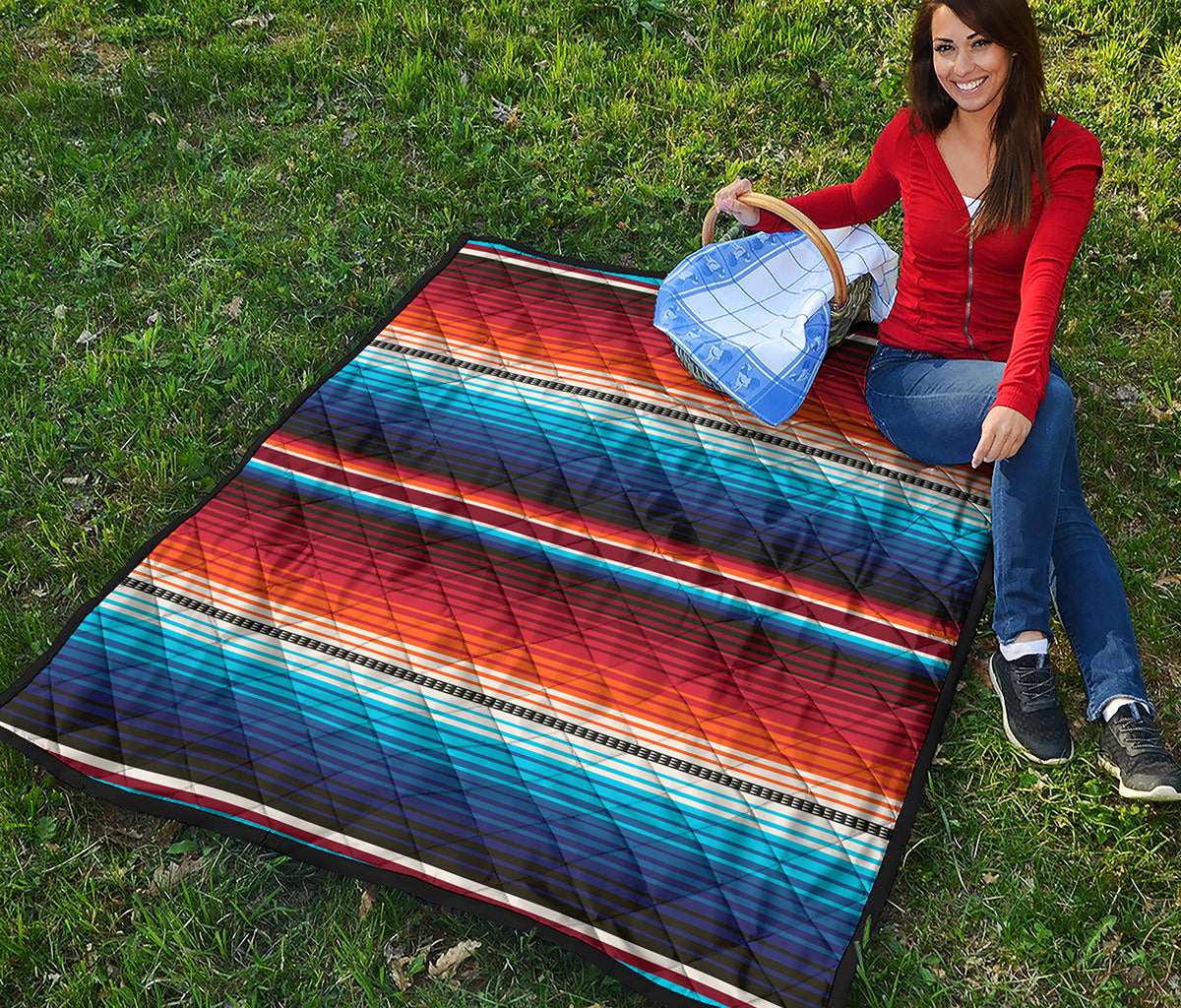 Tribal Mexican Blanket Pattern Print Quilt