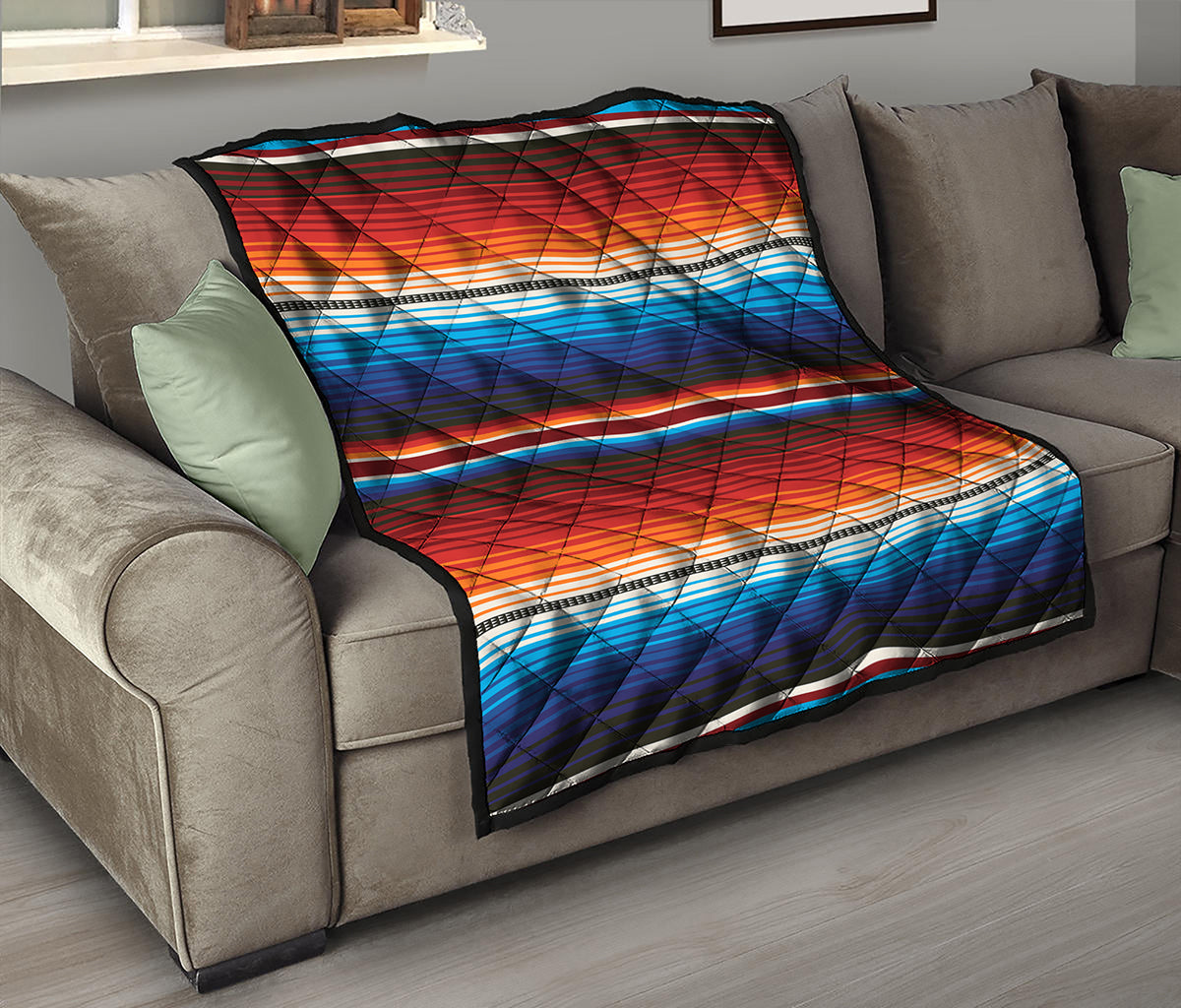 Tribal Mexican Blanket Pattern Print Quilt