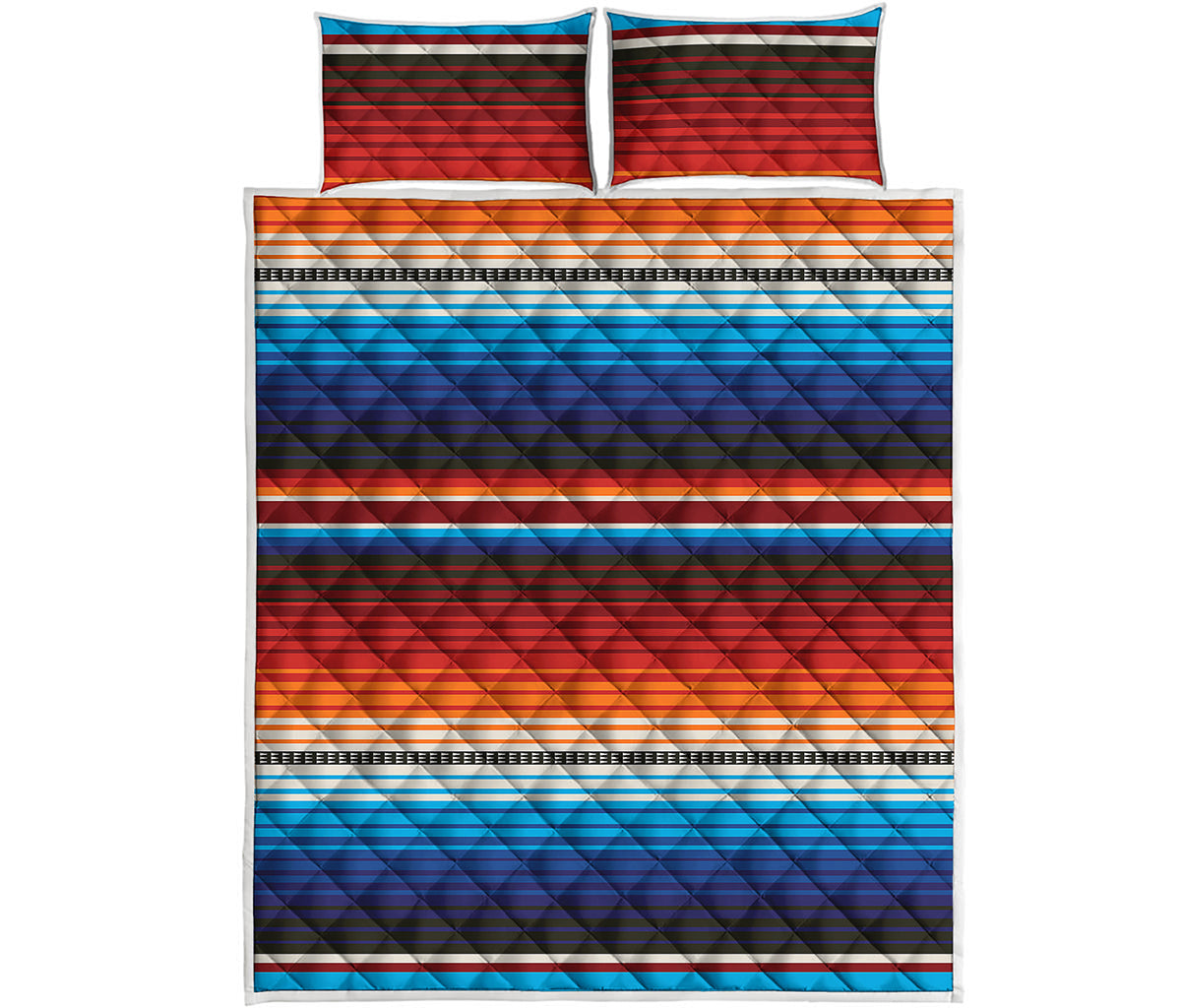 Tribal Mexican Blanket Pattern Print Quilt Bed Set