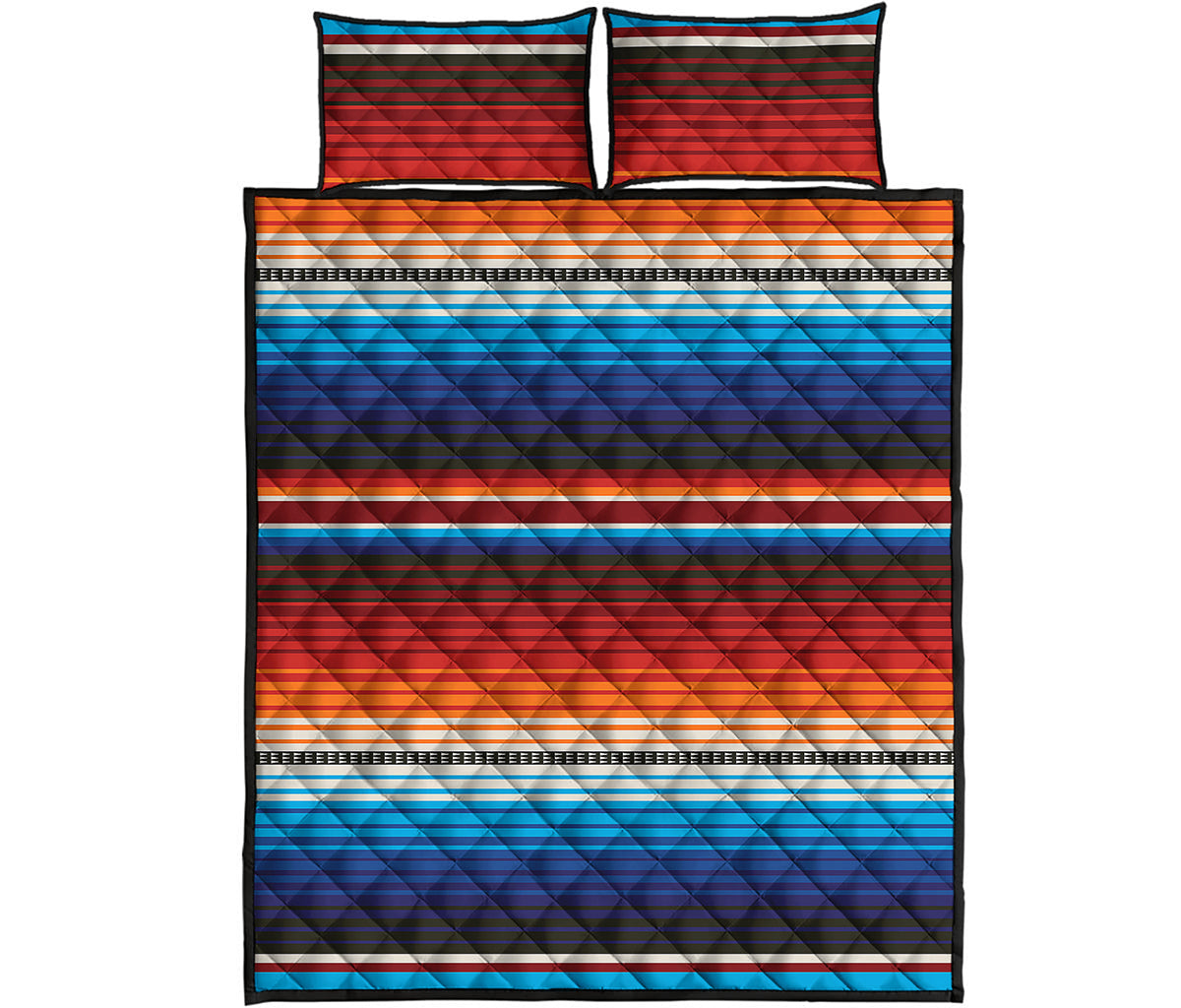 Tribal Mexican Blanket Pattern Print Quilt Bed Set