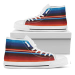 Tribal Mexican Blanket Pattern Print White High Top Shoes