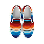 Tribal Mexican Blanket Pattern Print White Slip On Shoes