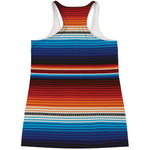 Tribal Mexican Blanket Pattern Print Women's Racerback Tank Top