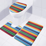 Tribal Mexican Blanket Stripe Print 3 Piece Bath Mat Set