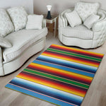 Tribal Mexican Blanket Stripe Print Area Rug