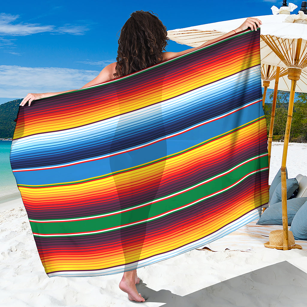 Tribal Mexican Blanket Stripe Print Beach Sarong Wrap