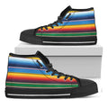 Tribal Mexican Blanket Stripe Print Black High Top Sneakers
