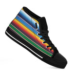 Tribal Mexican Blanket Stripe Print Black High Top Shoes