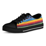 Tribal Mexican Blanket Stripe Print Black Low Top Shoes
