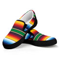 Tribal Mexican Blanket Stripe Print Black Slip On Sneakers