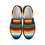 Tribal Mexican Blanket Stripe Print Black Slip On Shoes