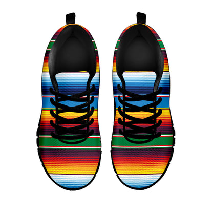 Tribal Mexican Blanket Stripe Print Black Sneakers