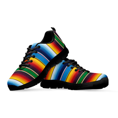 Tribal Mexican Blanket Stripe Print Black Sneakers