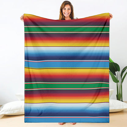 Tribal Mexican Blanket Stripe Print Blanket