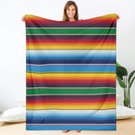 Tribal Mexican Blanket Stripe Print Blanket