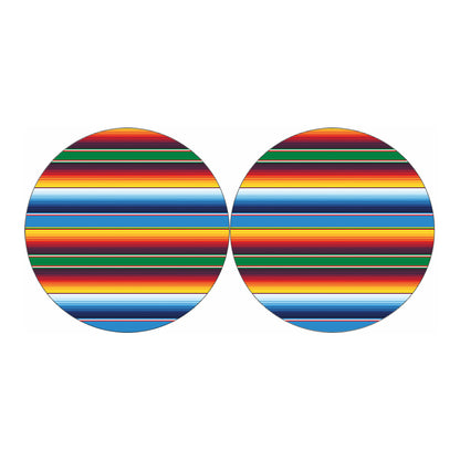Tribal Mexican Blanket Stripe Print Car Coasters