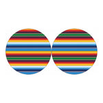 Tribal Mexican Blanket Stripe Print Car Coasters