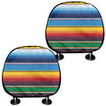 Tribal Mexican Blanket Stripe Print Car Headrest Covers