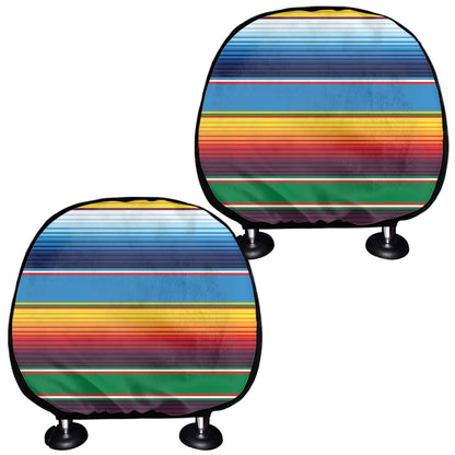 Tribal Mexican Blanket Stripe Print Car Headrest Covers