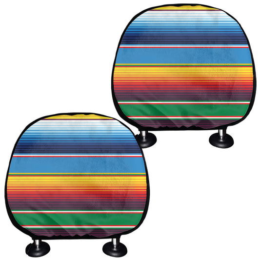 Tribal Mexican Blanket Stripe Print Car Headrest Covers