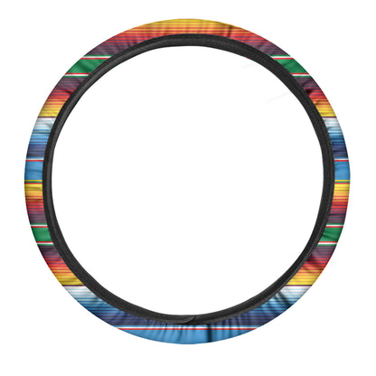 Tribal Mexican Blanket Stripe Print Car Steering Wheel Cover