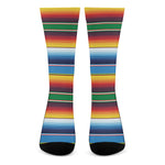 Tribal Mexican Blanket Stripe Print Crew Socks