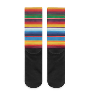 Tribal Mexican Blanket Stripe Print Crew Socks