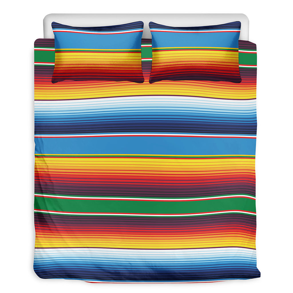 Tribal Mexican Blanket Stripe Print Duvet Cover Bedding Set