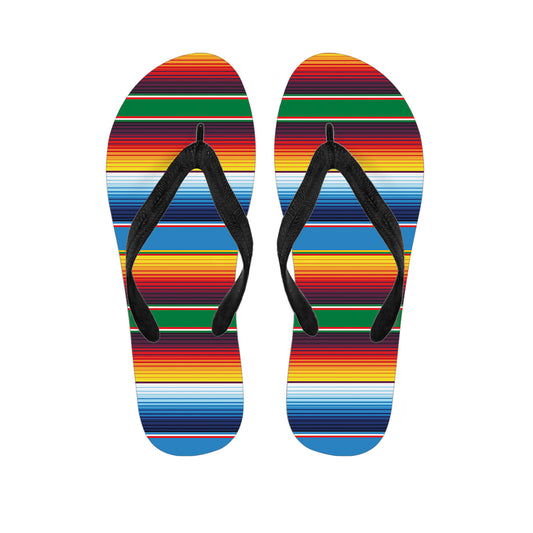 Tribal Mexican Blanket Stripe Print Flip Flops
