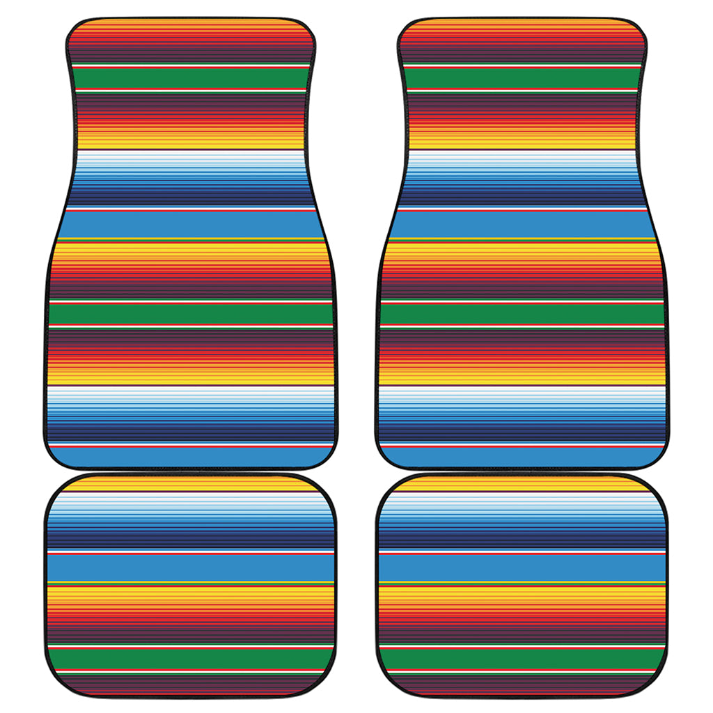 Tribal Mexican Blanket Stripe Print Front and Back Car Floor Mats