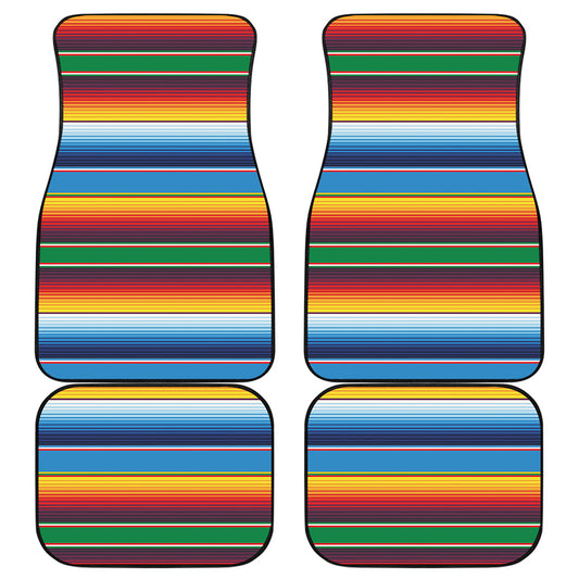 Tribal Mexican Blanket Stripe Print Front and Back Car Floor Mats