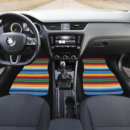 Tribal Mexican Blanket Stripe Print Front and Back Car Floor Mats