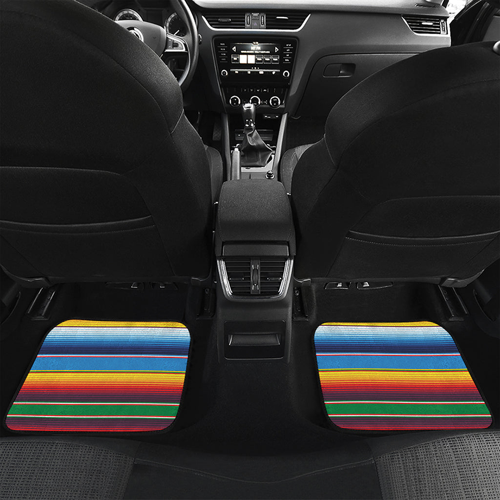 Tribal Mexican Blanket Stripe Print Front and Back Car Floor Mats