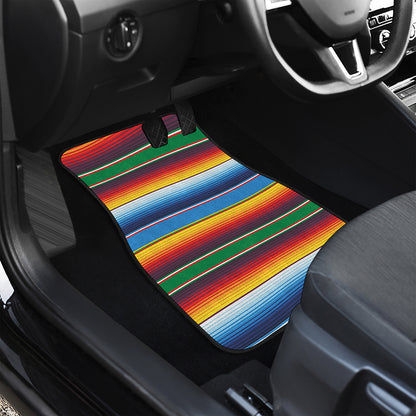 Tribal Mexican Blanket Stripe Print Front Car Floor Mats