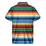 Tribal Mexican Blanket Stripe Print Men's Short Sleeve Shirt