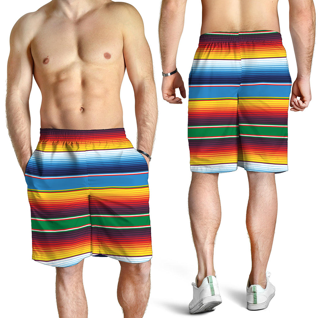 Tribal Mexican Blanket Stripe Print Men's Shorts