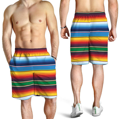 Tribal Mexican Blanket Stripe Print Men's Shorts