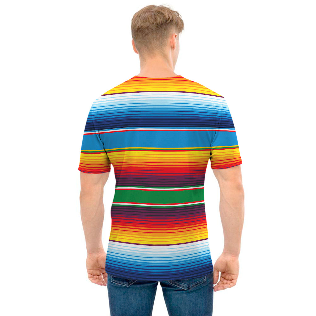 Tribal Mexican Blanket Stripe Print Men's T-Shirt