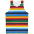 Tribal Mexican Blanket Stripe Print Men's Tank Top