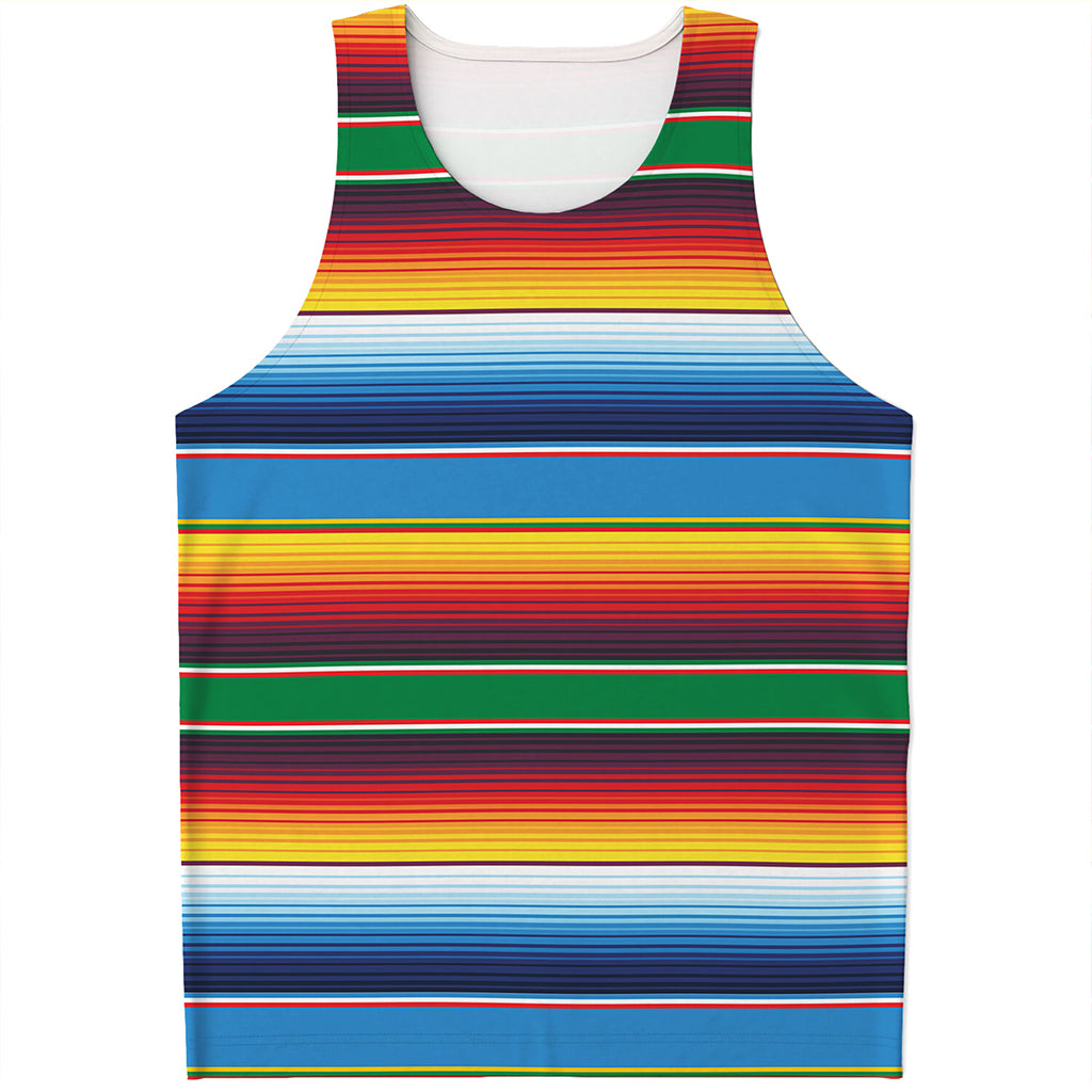 Tribal Mexican Blanket Stripe Print Men's Tank Top