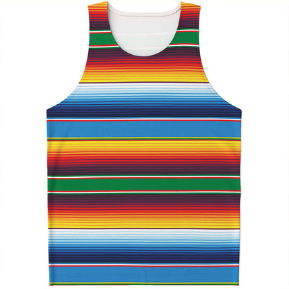 Tribal Mexican Blanket Stripe Print Men's Tank Top