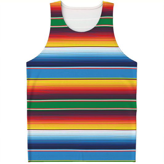 Tribal Mexican Blanket Stripe Print Men's Tank Top