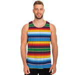 Tribal Mexican Blanket Stripe Print Men's Tank Top