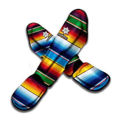 Tribal Mexican Blanket Stripe Print Muay Thai Shin Guard